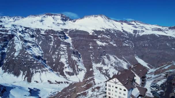 Santiago Şili Santiago Şili Yakınlarındaki Dağları Ndaki Kayak Merkezi Kış — Stok video