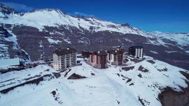 Santiago Chile Lyžařské Středisko Zasněžených Andách Santiaga Chile Sněhová Horská — Stock video