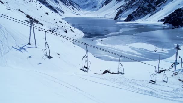 Vista Panorâmica Centro Estação Esqui Resort Neve Cordilheira Dos Andes — Vídeo de Stock
