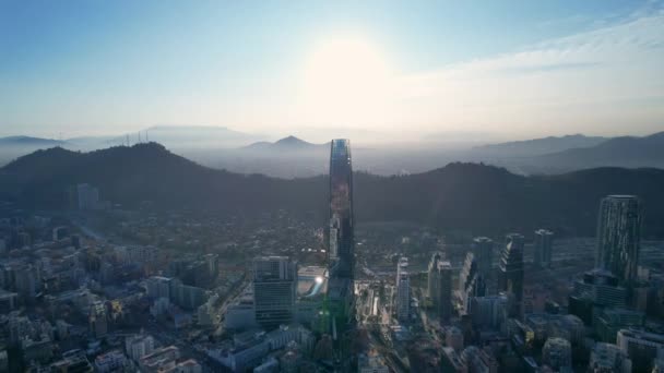 Закат Сантьяго Чили Городской Пейзаж Закатного Неба Городе Сантьяго Чили — стоковое видео