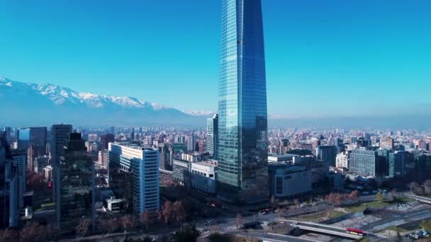 Paesaggio Aereo Santiago Del Cile Vicino Alle Ande Punto Riferimento — Video Stock