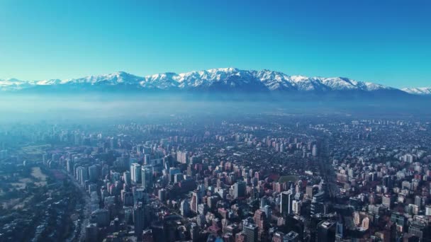 Paisagem Aérea Santiago Chile Perto Cordilheiras Dos Andes Marco Turístico — Vídeo de Stock