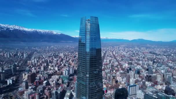 Krajobraz Lotniczy Santiago Chile Pobliżu Andów Punkt Orientacyjny Turystyki Miejska — Wideo stockowe