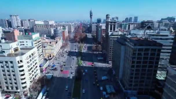 Centro Santiago Chile Região Metropolitana Panning Paisagem Ampla Turismo Marco — Vídeo de Stock