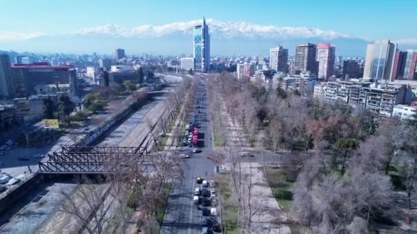 Στο Κέντρο Του Σαντιάγκο Της Χιλής Πανηγυρική Ευρύ Τοπίο Του — Αρχείο Βίντεο