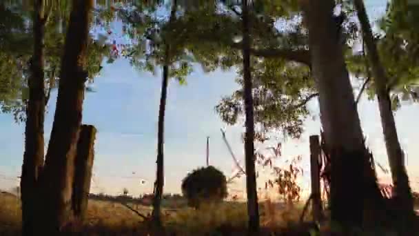 Ηλιοβασίλεμα Στον Αγροτικό Τοπίο Αγροτική Στην Ύπαιθρο Εναέρια Αγροτικό Περιβάλλον — Αρχείο Βίντεο