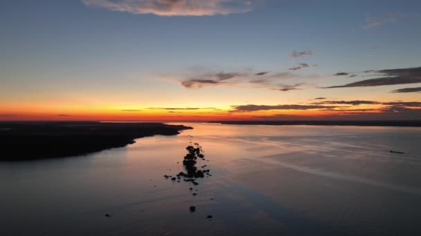 Sonnenuntergang Luftaufnahme Amazonas Fluss Des Amazonas Regenwaldes Der Stadt Manaus — Stockvideo