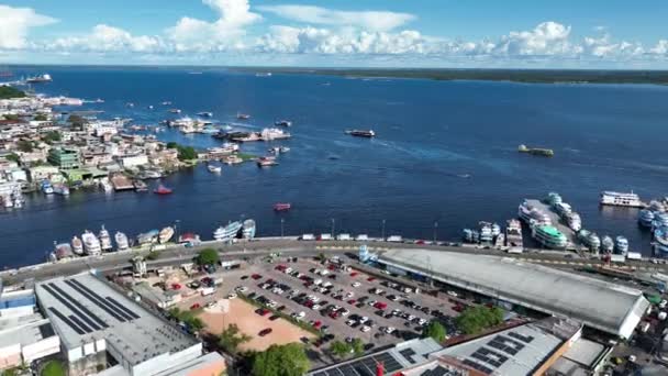Manaus Brasiliens Centrum Huvudstad Amazonas State Nära Amazonas Flod Och — Stockvideo