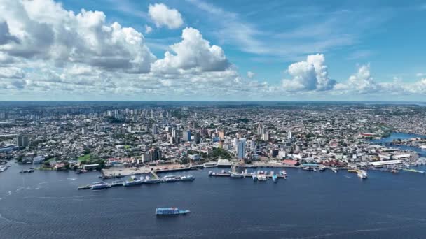 Miasto Centrum Manaus Północny Region Brazylii Rzeka Amazonka Amazonka Dżungli — Wideo stockowe