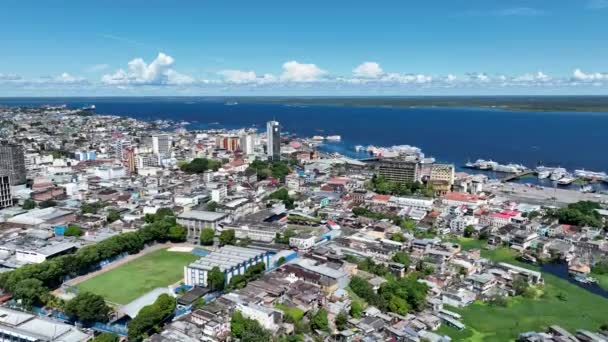 Śródmieście Manaus Brazylia Stolica Stanu Amazonas Pobliżu Amazonki Lasów Amazonki — Wideo stockowe