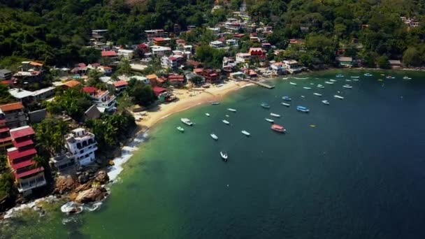 Schöne Luftaufnahme des Strandes und der Vegetation von Puerto Vallarta — Stockvideo