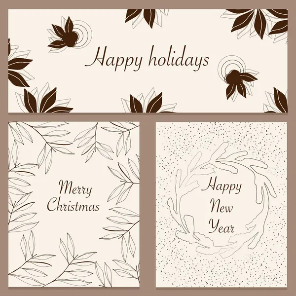 Vintage set of cards for the holidays — Stock Vector