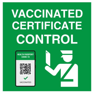 Cep telefonuyla dokunulmaz seyahat pasaportu. Güvenli seyahat veya alışveriş için Covid-19 dokunulmazlık sertifikası. Elektronik sağlık pasaportu ve QR kodu. Coronavirus 'tan gelen dokunulmazlık dijital belgesi. Vektör