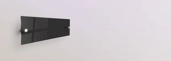 Placa Placa Vidrio Transparente Rectángulo Ancho Negro Soportes Metal Espaciador — Foto de Stock