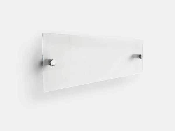 Placa Placa Vidrio Transparente Rectángulo Ancho Transparente Soportes Metal Espaciador —  Fotos de Stock