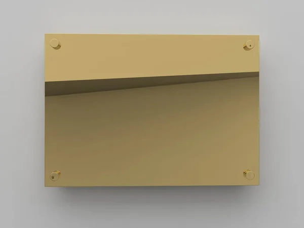 Polished Gold Nameplate Plate Plate Spacer Metal Holders Board Branding — Fotografia de Stock