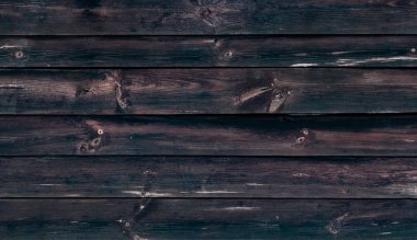 Çatlak ahşap arka plan. Kahverengi eski ahşap kalaslar. Çitteki yatay çizgiler. Eski kırsal model. Kereste, yüzeyi çizilmiş. Kirli duvar, grunge dokusu. Sefil bir masa. Klasik stil.