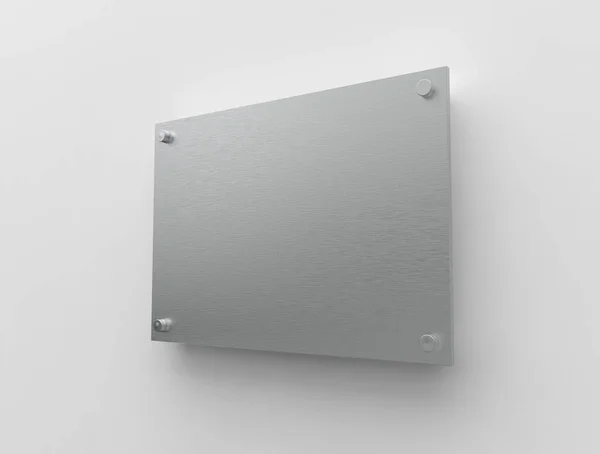 Faceted Polished Aluminium Nameplate Plate Plate Spacer Metal Holders Board — Fotografia de Stock