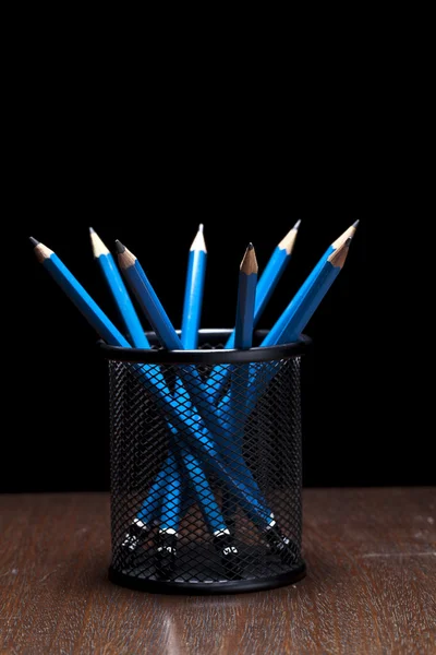 Blue pencils in a can — Stock Photo, Image