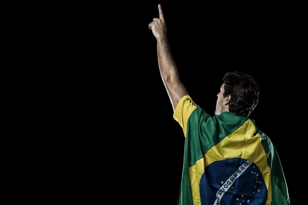 彼の背中にブラジル国旗と — ストック写真