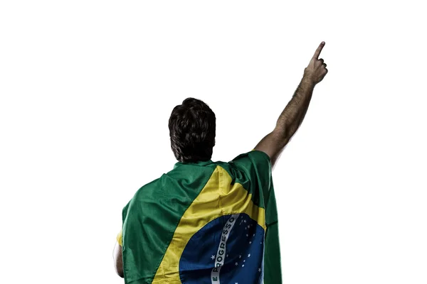 With a Brazilian flag on his back — Stock Photo, Image