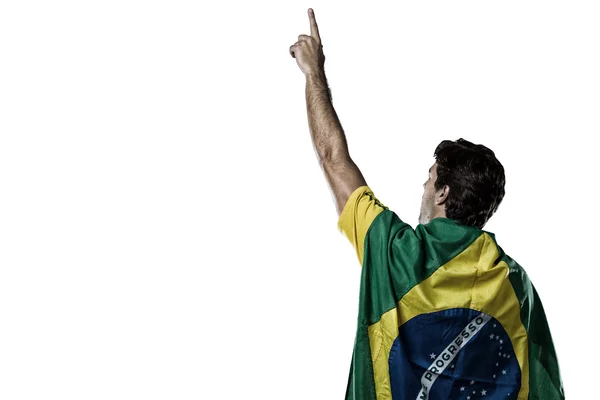 With a Brazilian flag on his back — Stock Photo, Image