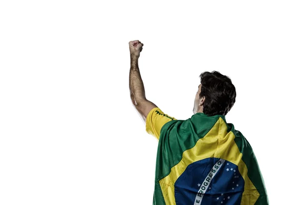 With a Brazilian flag on his back — Stock Photo, Image