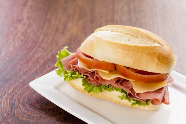 Mortadela sandwich — Stock Photo, Image