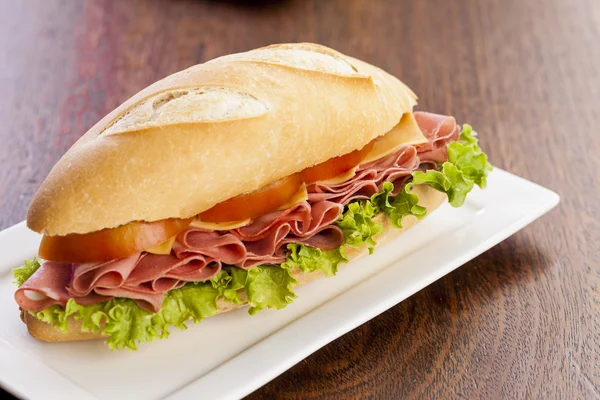 Mortadela sandwich — Stock Photo, Image