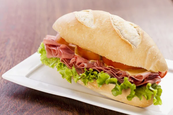 Mortadela sandwich — Stock Photo, Image