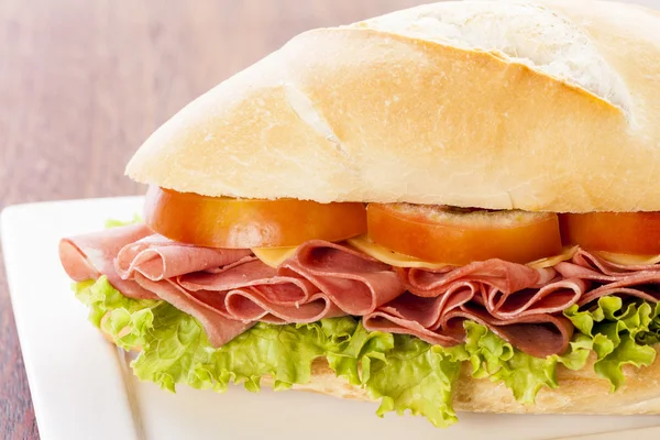Mortadela sandwich — Stock Photo, Image