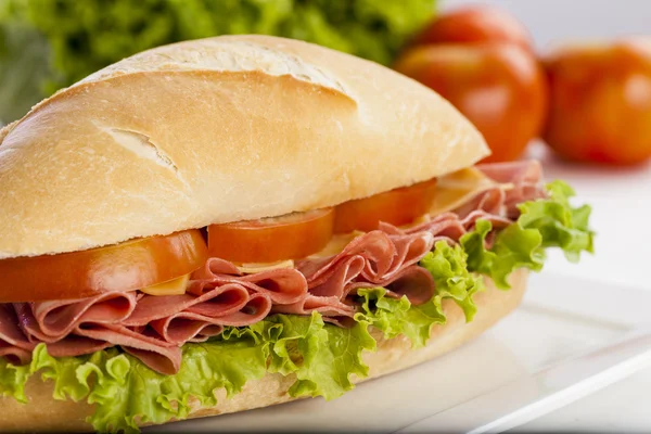 Mortadela sandwich — Stock Photo, Image