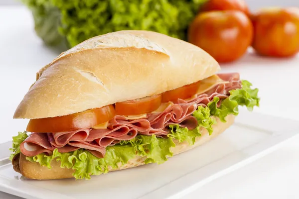 Mortadela sandwich — Stock Photo, Image