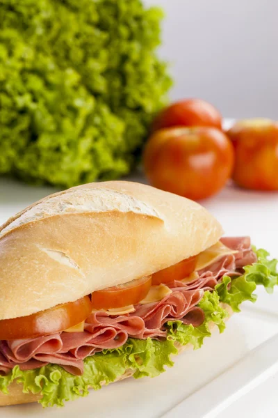 Mortadela sandwich — Stock Photo, Image