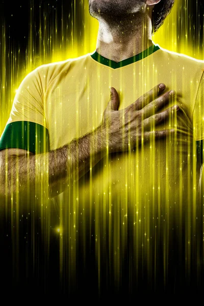 Brazilian Soccer Player Yellow Black Background — Stock fotografie