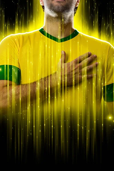 Бразильський Футболіст Жовтому Чорному Тлі Стокове Фото