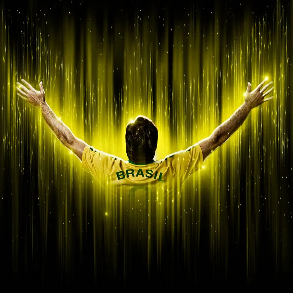 Βραζιλιάνος Ποδοσφαιριστής Κίτρινο Και Μαύρο Φόντο — Φωτογραφία Αρχείου