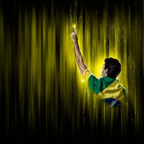 Brazilian Soccer Player Yellow Black Background — Stok fotoğraf