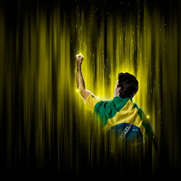 Brazilian Soccer Player Yellow Black Background — Zdjęcie stockowe