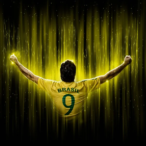 Brazilian Soccer Player Yellow Black Background — Fotografia de Stock