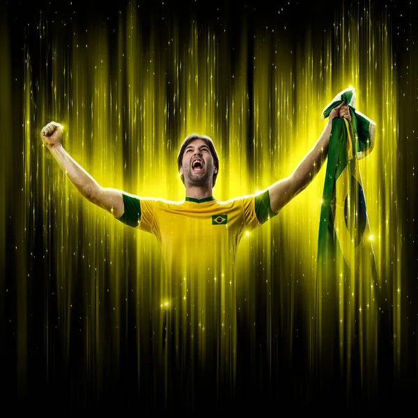 Brazilian Soccer Player Yellow Black Background — Stock Fotó