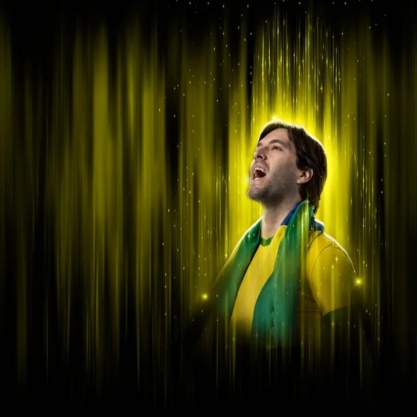 Brazilian Soccer Player Yellow Black Background — Stock Photo, Image