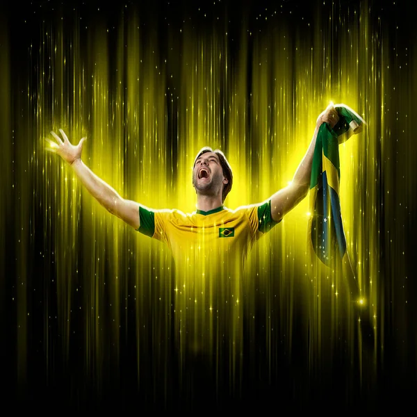 Brazilian Soccer Player Yellow Black Background — Stok fotoğraf