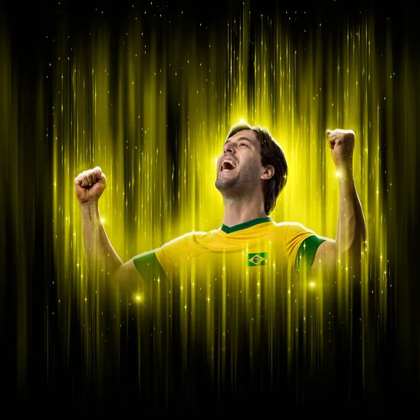 Brazilian Soccer Player Yellow Black Background — Photo