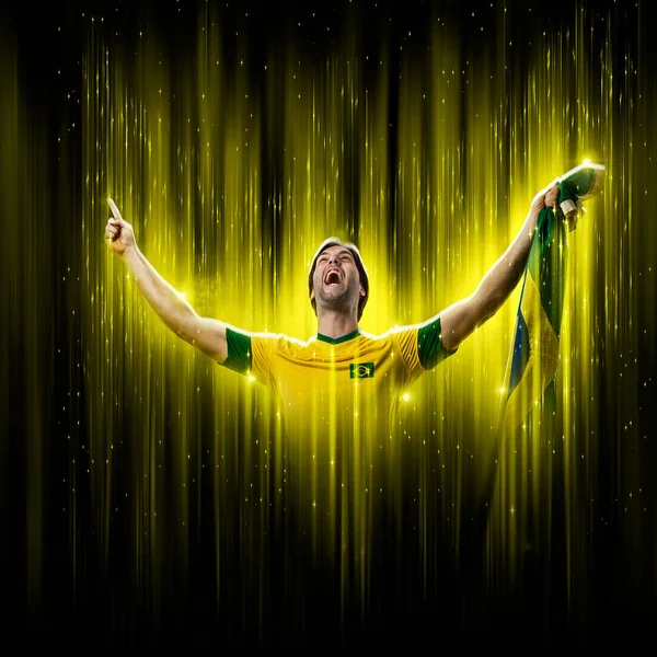 Brazilian Soccer Player Yellow Black Background — ストック写真