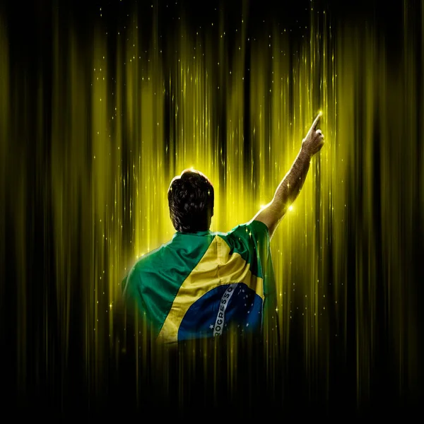 Бразильський Футболіст Жовтому Чорному Тлі Стокове Зображення