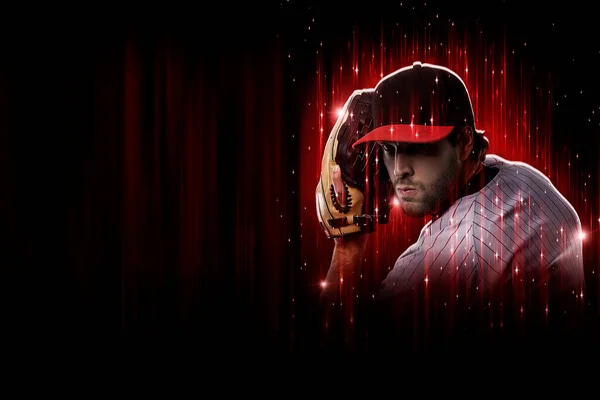 Бейсболист Красной Форме Черно Красном Фоне — стоковое фото