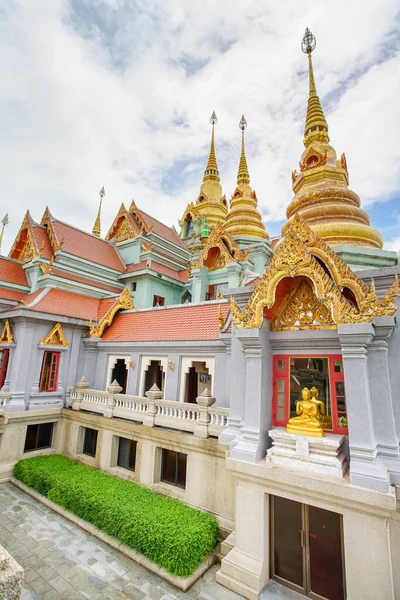 Scenery of the famous stupa named Phra Mahathat Chedi Phakdee Prakat, the great Rattanakosin-style pagoda in Prachuap Khiri Khan province, Thailand.
