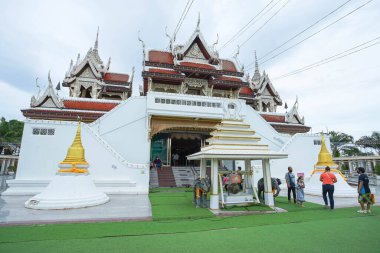 Sichon, Nakhon si thammarat, Thailand - July 2022 : Scenery of the famous  Wat chedi ai khai temple in Sichon, Nakhon Si Thammarat province, Thailand.