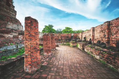 Antik tapınak manzarası, Wat Mahathat Ayutthaya eyaleti, Tayland